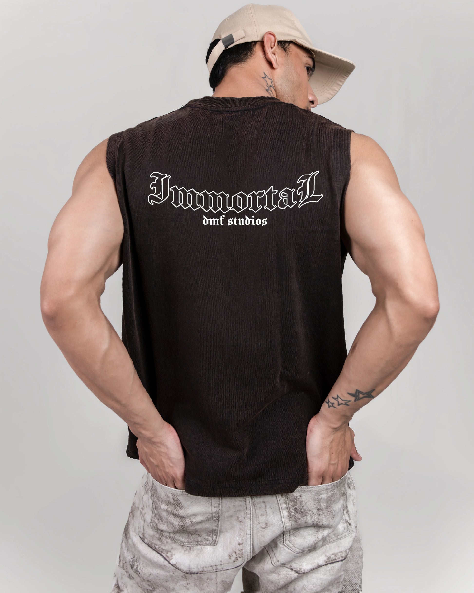 IMMORTAL WASHED BROWN VEST - DRIPMYFIT