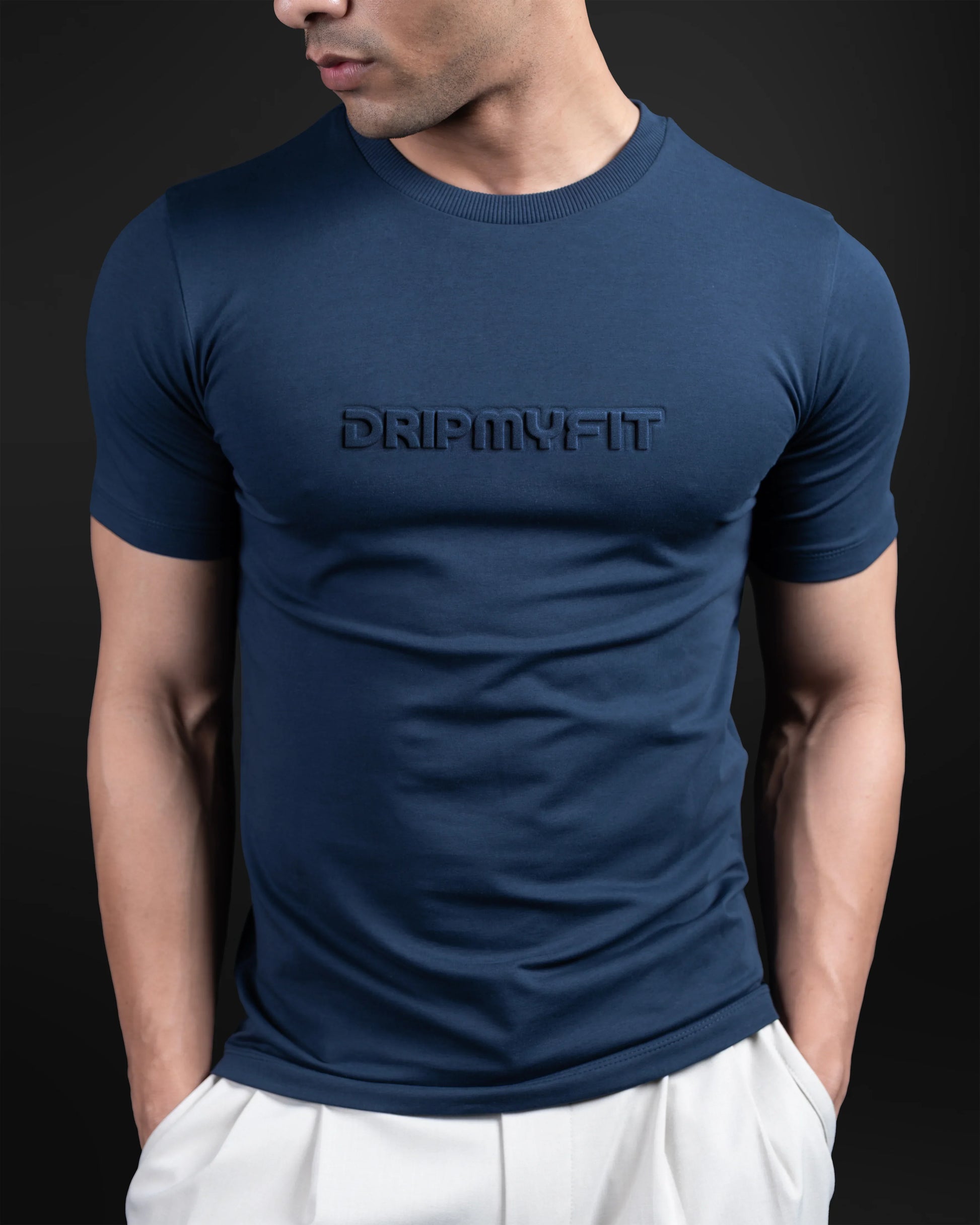 NAVY SUPIMA SLIM FIT T-SHIRT - DRIPMYFIT