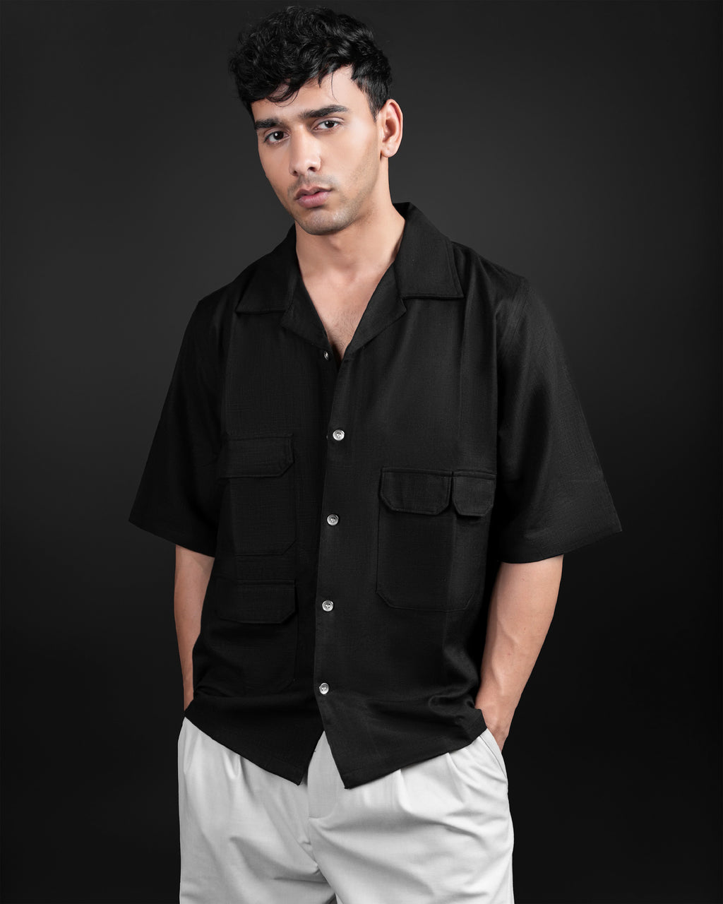 IMMORTAL BLACK UTILITY LINEN SHIRT - DRIPMYFIT