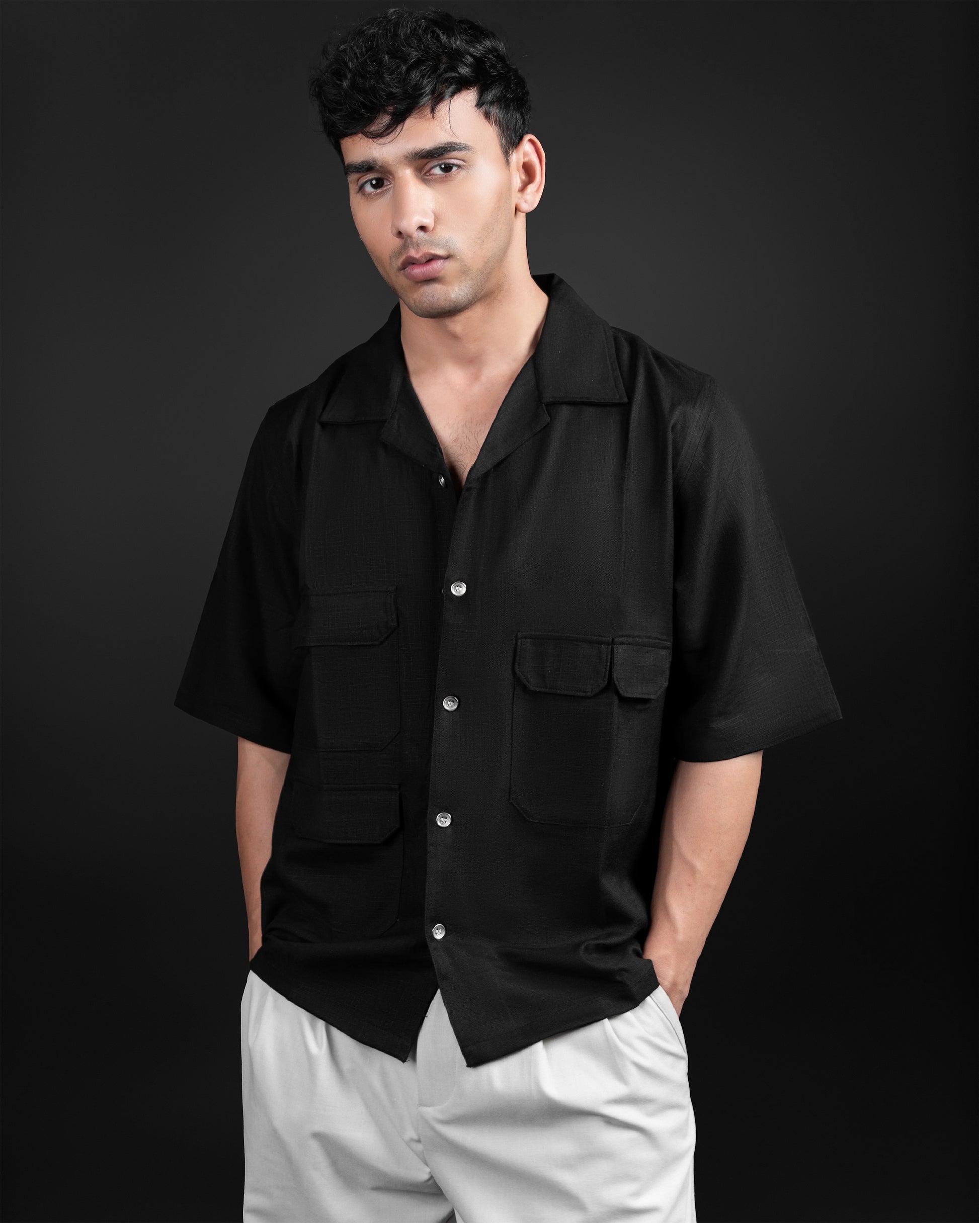 IMMORTAL BLACK UTILITY LINEN SHIRT - DRIPMYFIT