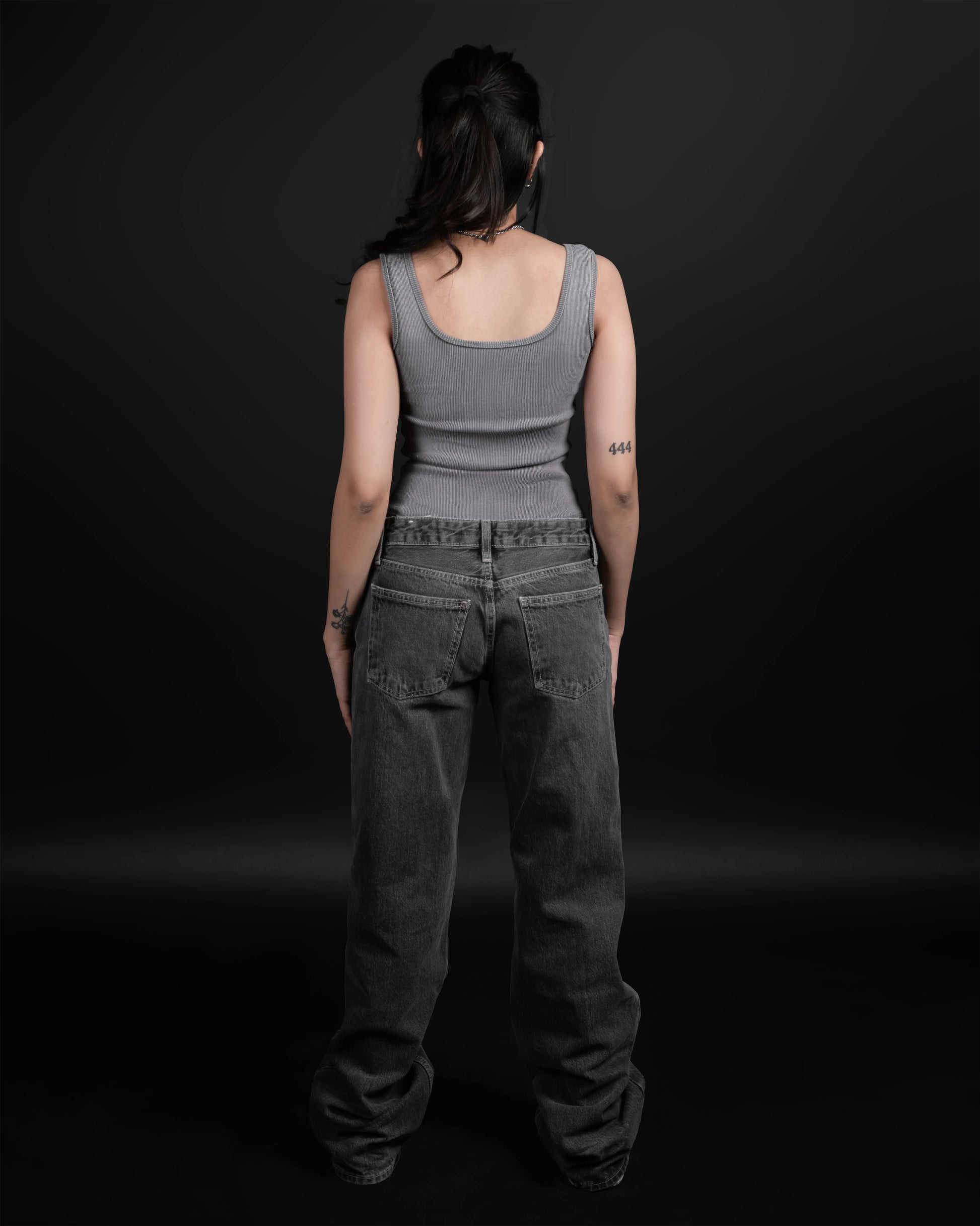 WASHED GREY RIBBED BODYSUIT - DRIPMYFIT