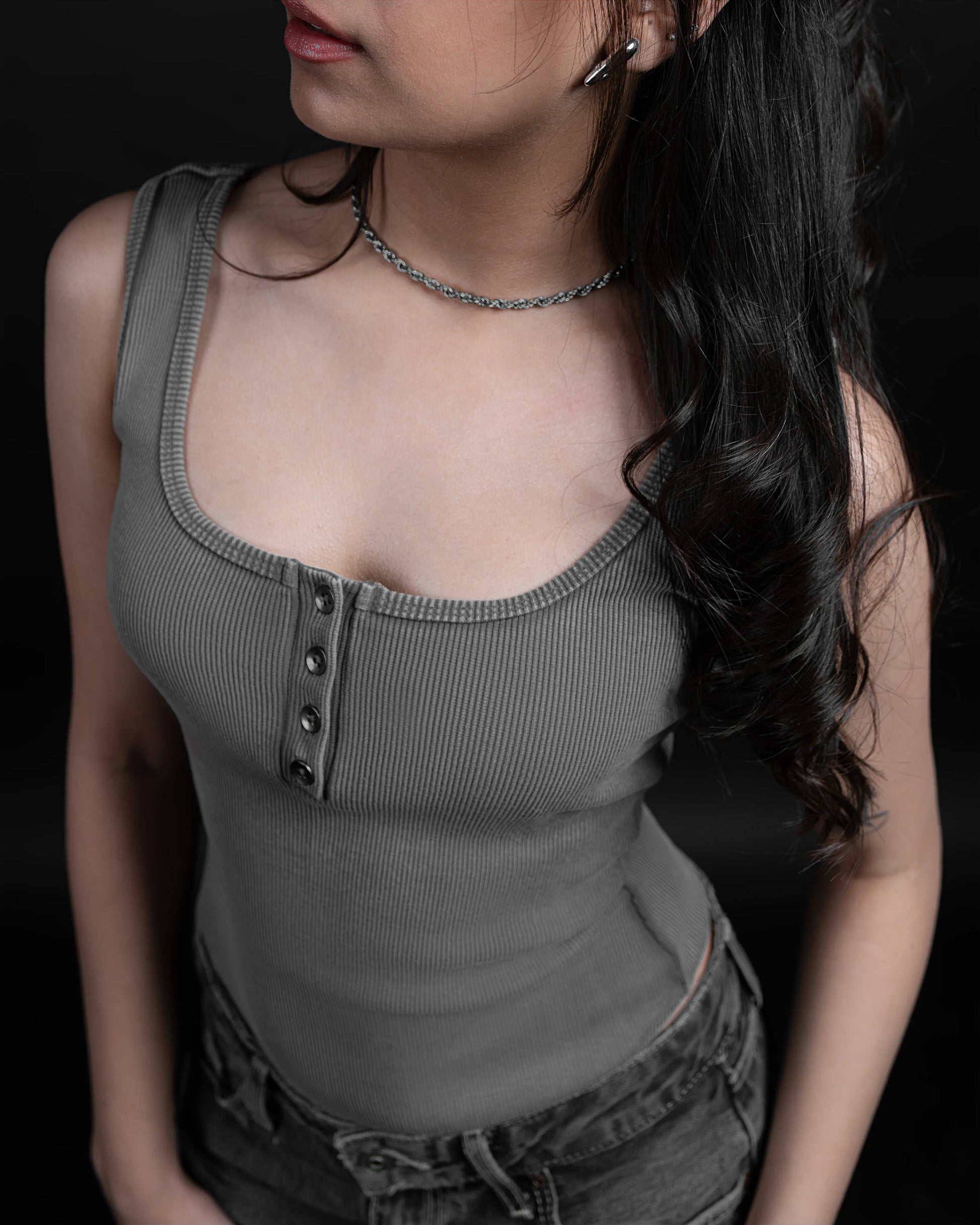 WASHED GREY RIBBED BODYSUIT - DRIPMYFIT