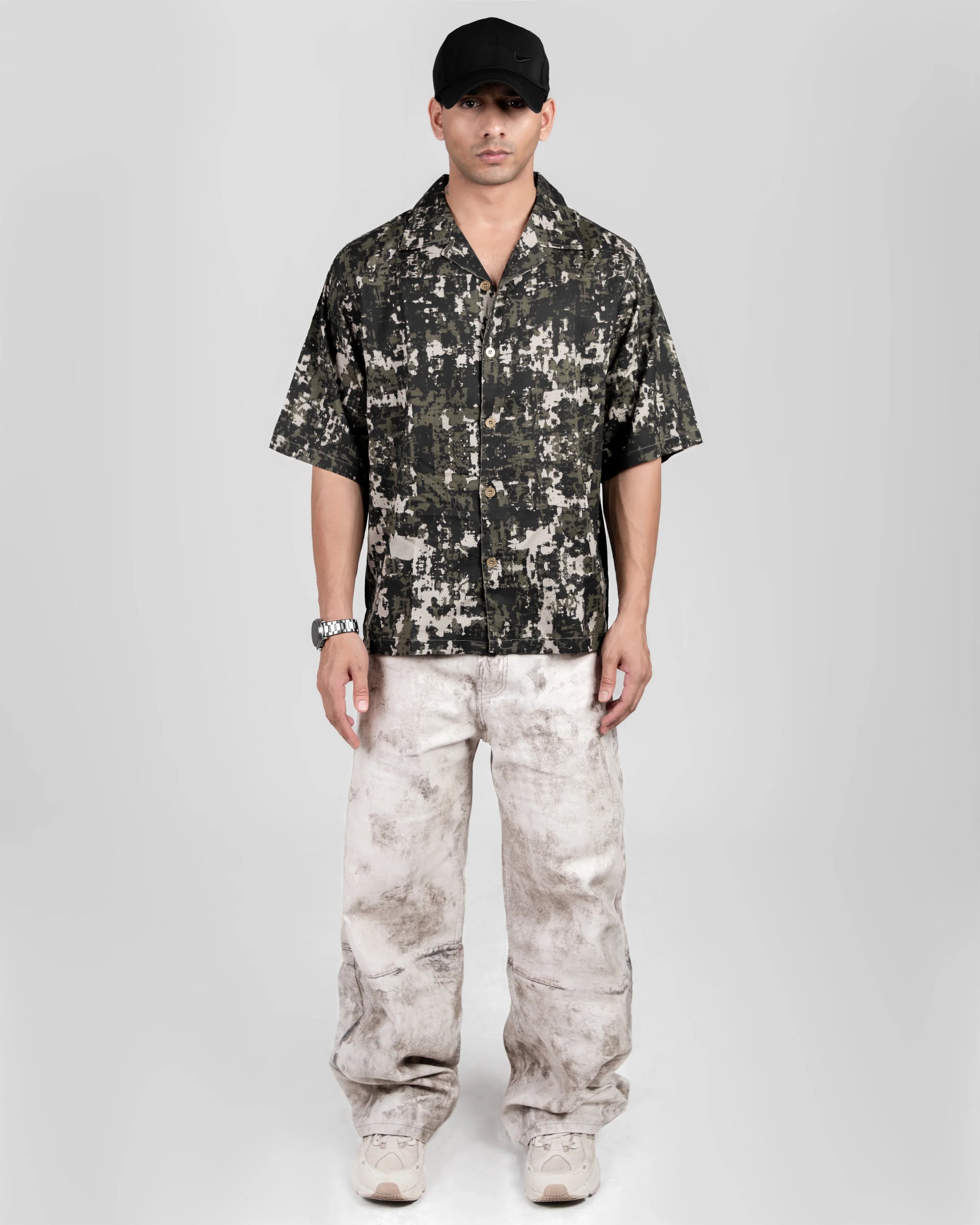 CAMOUFLAGE SHORT SLEEVE BOXY FIT SHIRT - DRIPMYFIT
