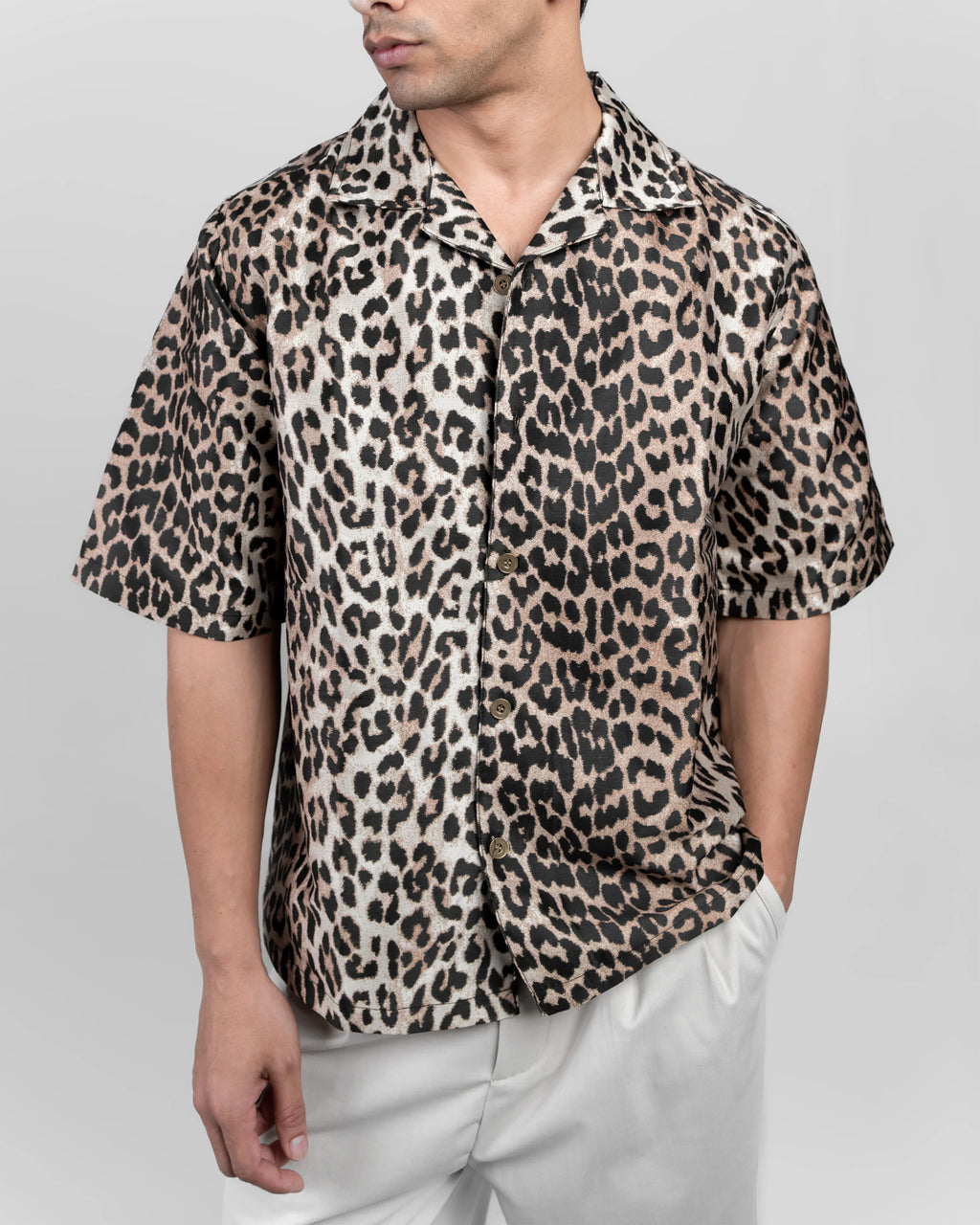 LEOPARD SHORT SLEEVE BOXY FIT SHIRT - DRIPMYFIT
