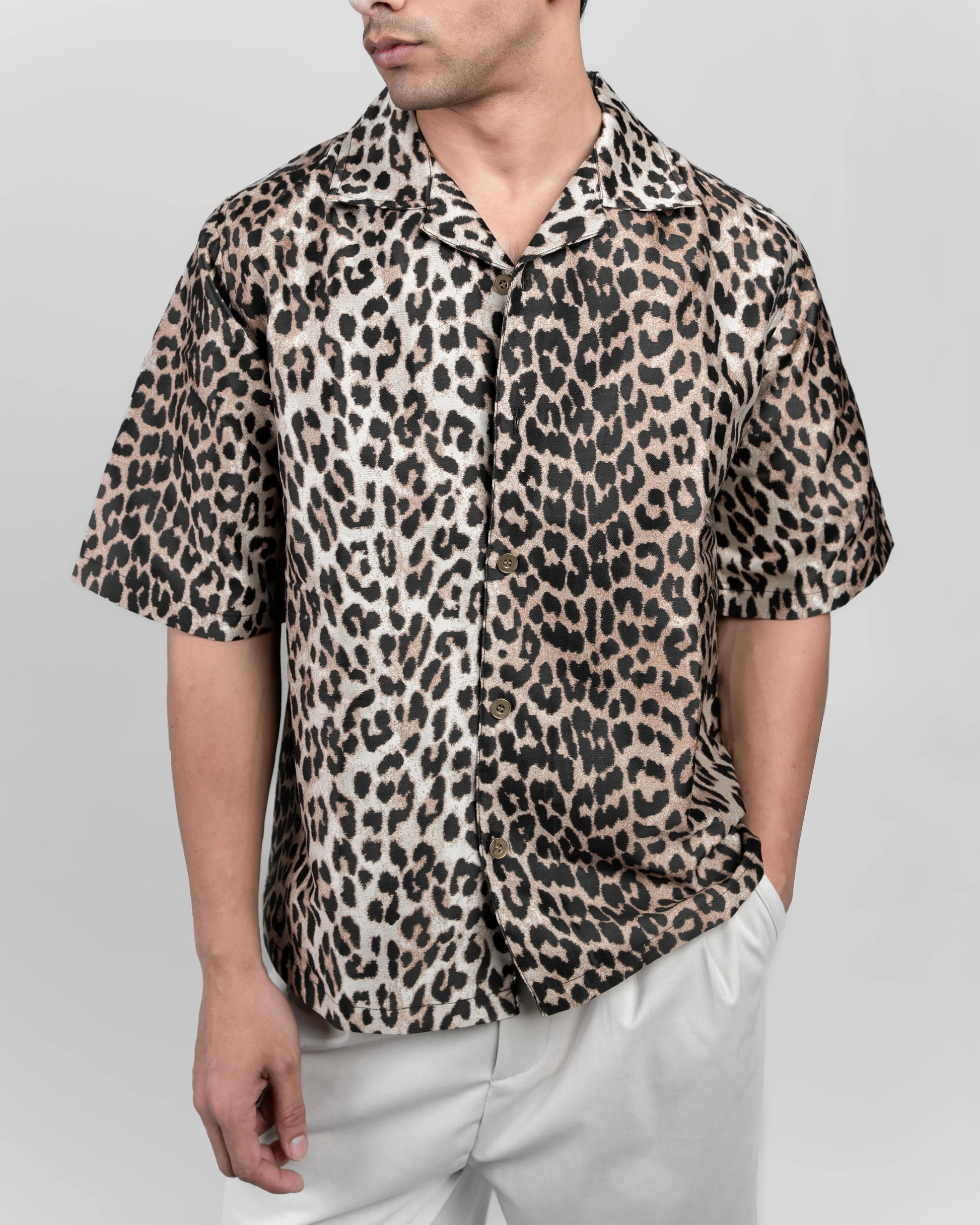 LEOPARD SHORT SLEEVE BOXY FIT SHIRT - DRIPMYFIT