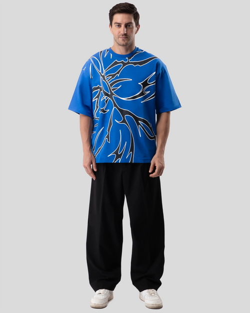 BLUE ABSTRACT OVERSIZED T-SHIRT - DRIPMYFIT
