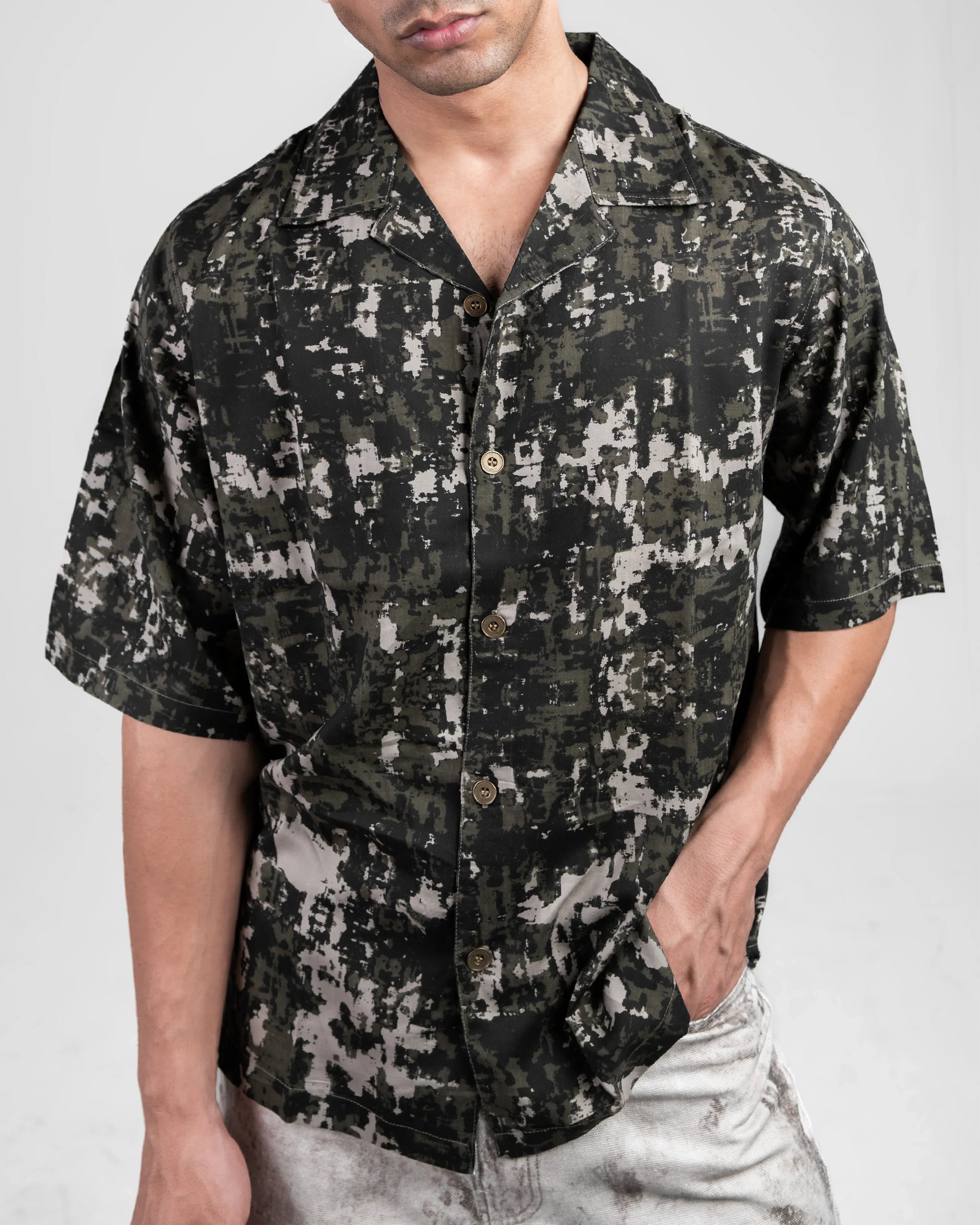 CAMOUFLAGE SHORT SLEEVE BOXY FIT SHIRT - DRIPMYFIT