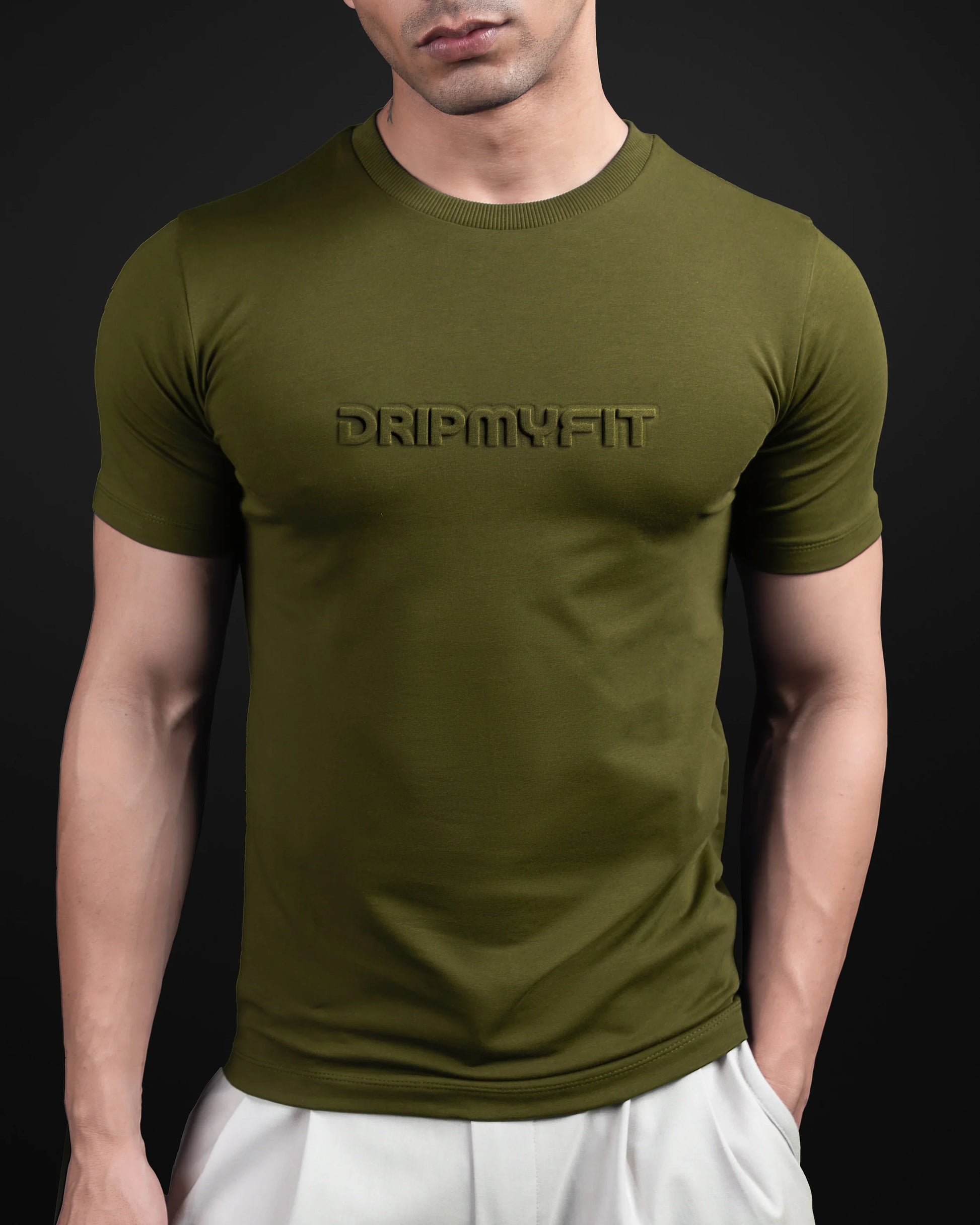 OLIVE SUPIMA SLIM FIT T-SHIRT - DRIPMYFIT