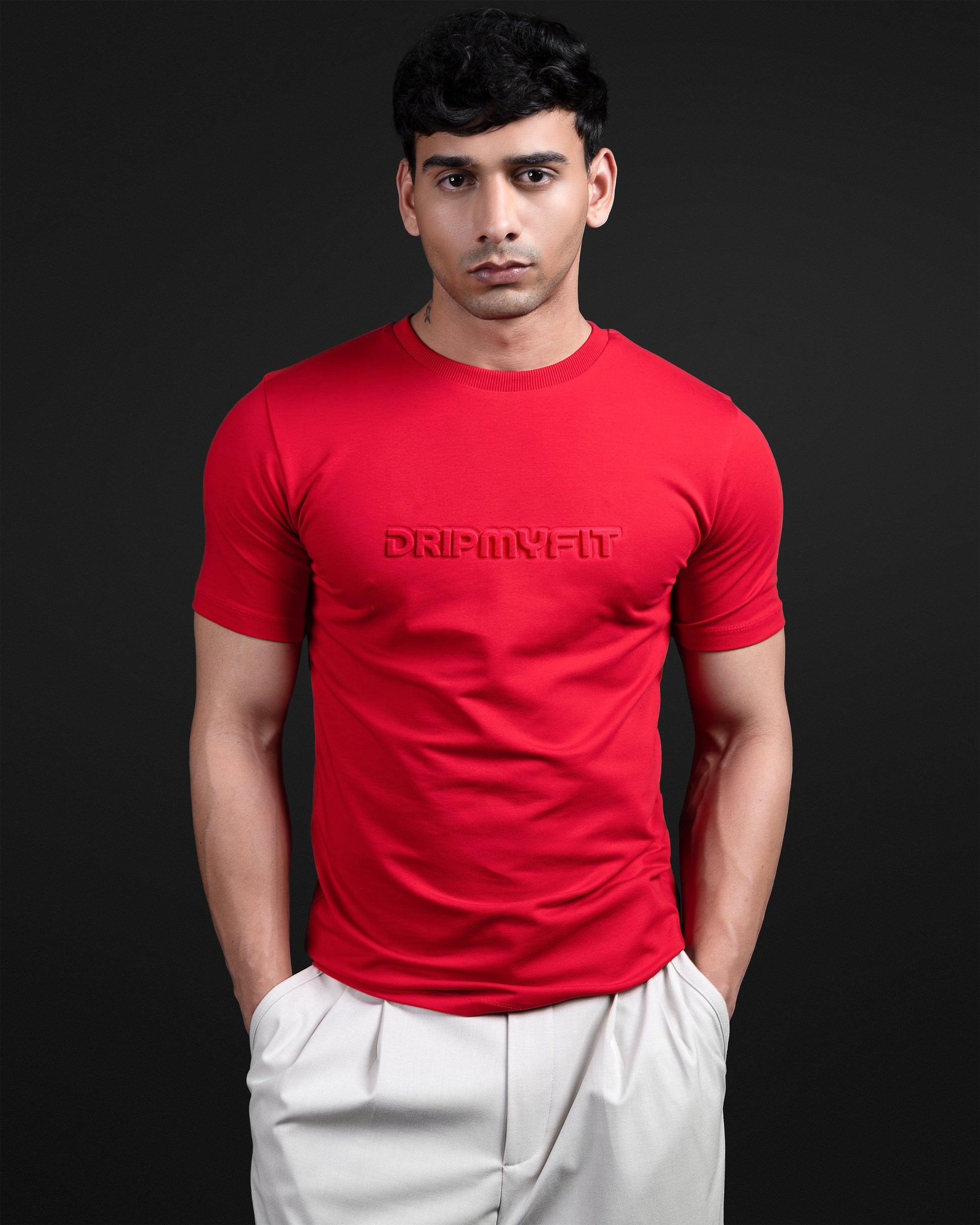 RED SUPIMA SLIM FIT T-SHIRT - DRIPMYFIT