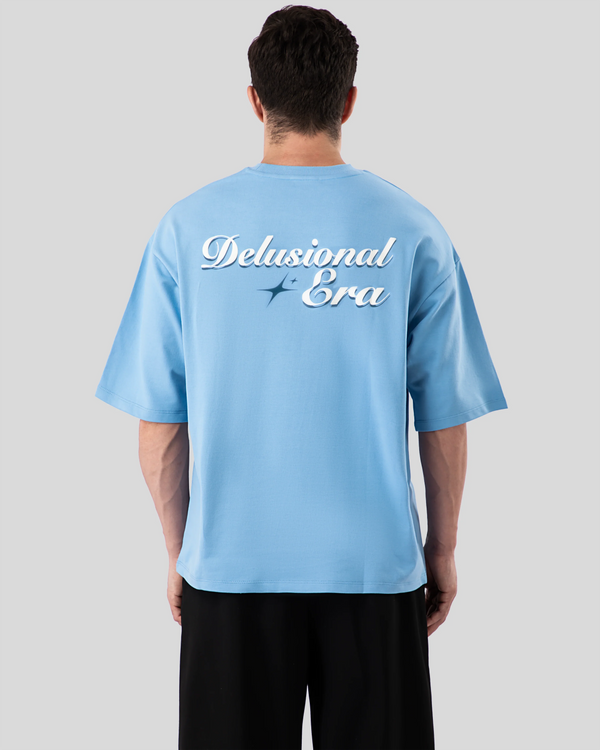 SKY BLUE DELUSIONAL ERA OVERSIZED T-SHIRT - DRIPMYFIT